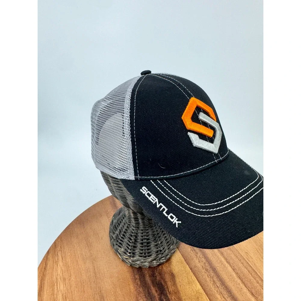 ScentLok Mens Black Gray‎ Mesh Trucker Hat Embroidered Logo Outdoor Gear